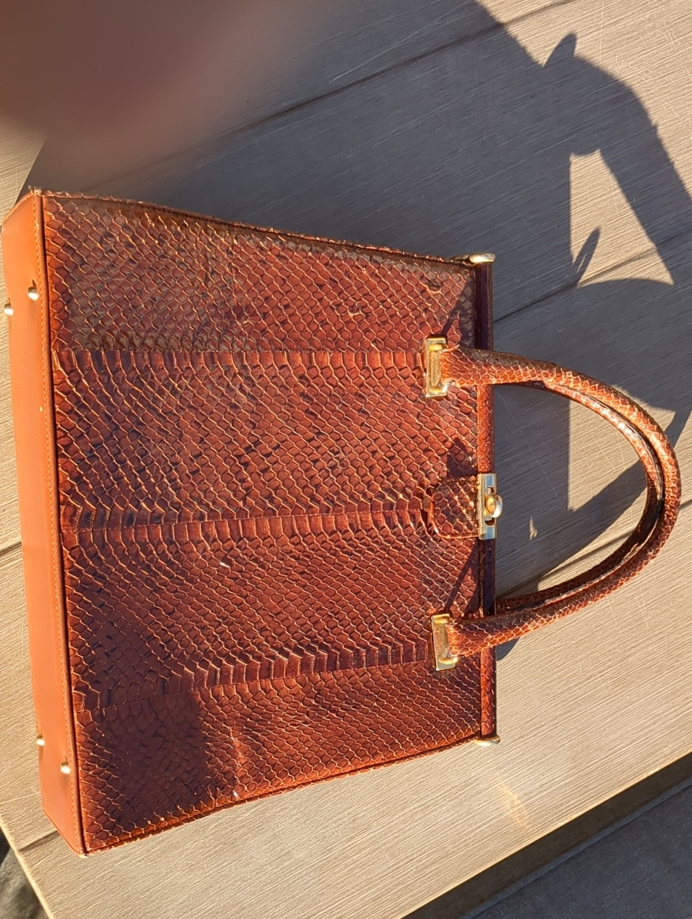 RARE vintage Snake Leather Top-Handle Satchel - Made In Spain